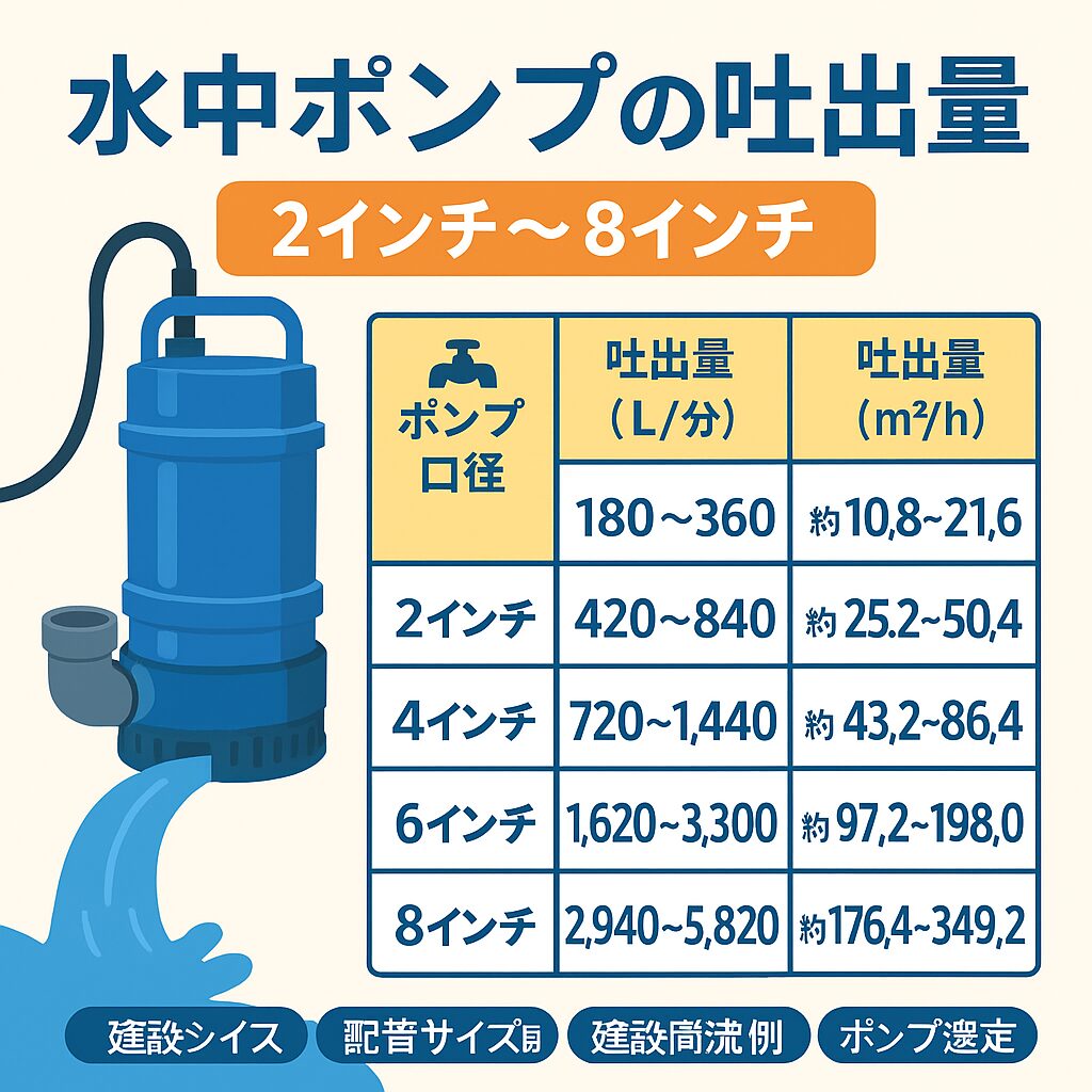 水中 ポンプ 吐出 量 計算方法を教えてください。2インチ、3インチ、4インチ、6インチ、8インチ別に教えてください。 | everydaylife